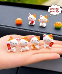Mèo Thần Tài Trang Trí Chậu Cây Thu Hút Tài Lộc