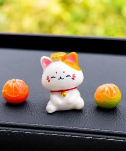 Mèo Thần Tài Trang Trí Chậu Cây Thu Hút Tài Lộc